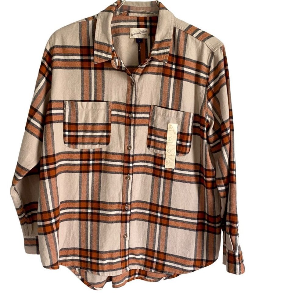 Universal Thread Long Sleeve Button Down Flannel Shirt Women's Large NEW